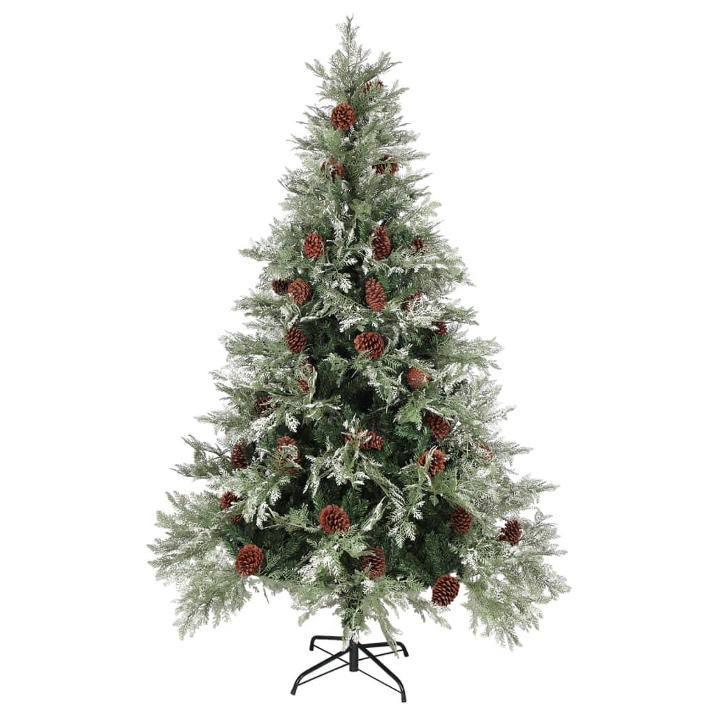 Albero di Natale con Luci e Pigne Verde e Bianco 120cm PVC e PE - homemem39