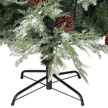 Albero di Natale con Luci e Pigne Verde e Bianco 120cm PVC e PE - homemem39