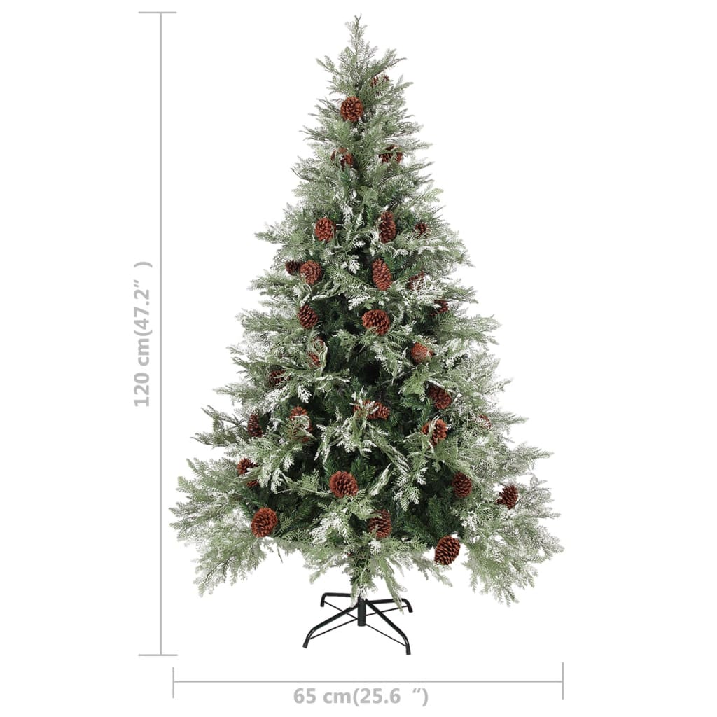 Albero di Natale con Luci e Pigne Verde e Bianco 120cm PVC e PE - homemem39