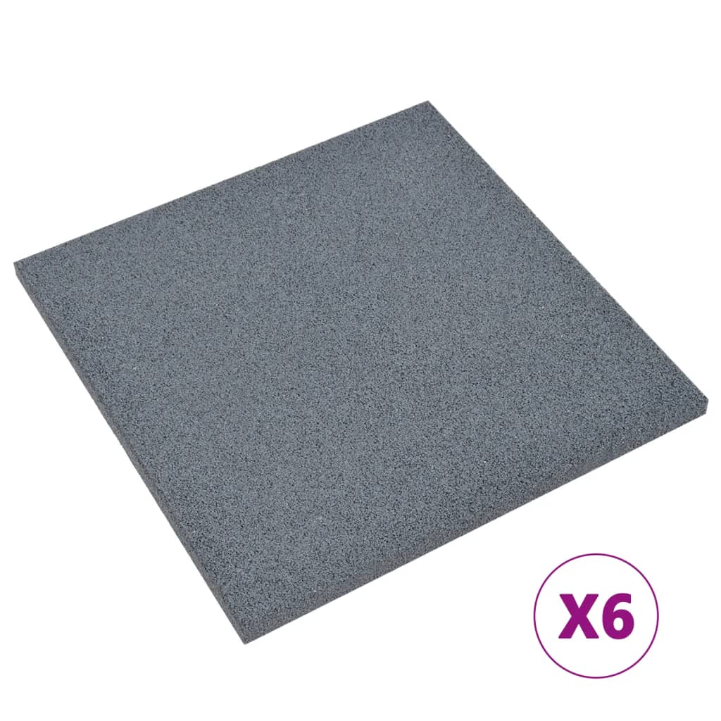 Piastrelle Anticaduta 6 pz in Gomma 50x50x3 cm Grigio - homemem39