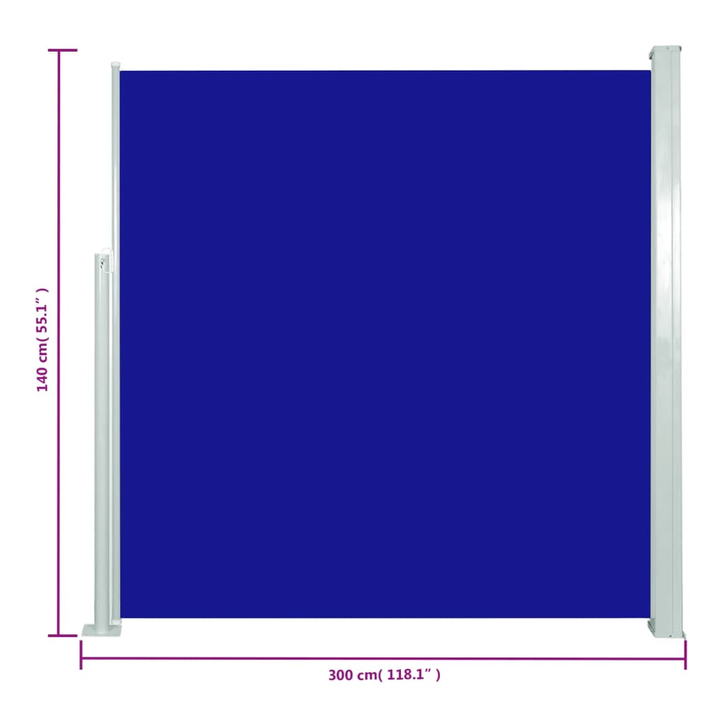 Tenda Laterale Retrattile per Patio 140x300 cm Blu - homemem39