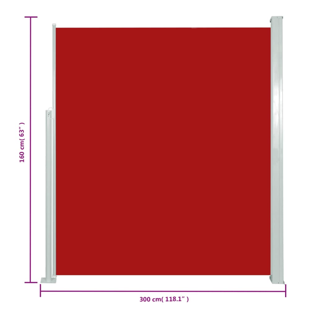 Tenda Laterale Retrattile per Patio 160x300 cm Rossa - homemem39