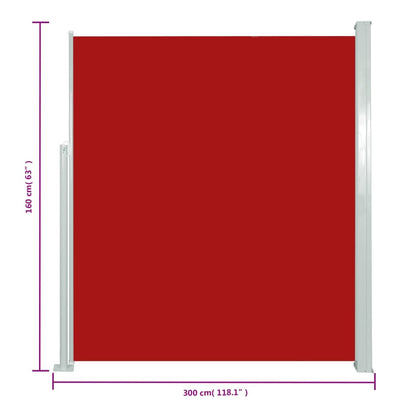 Tenda Laterale Retrattile per Patio 160x300 cm Rossa - homemem39