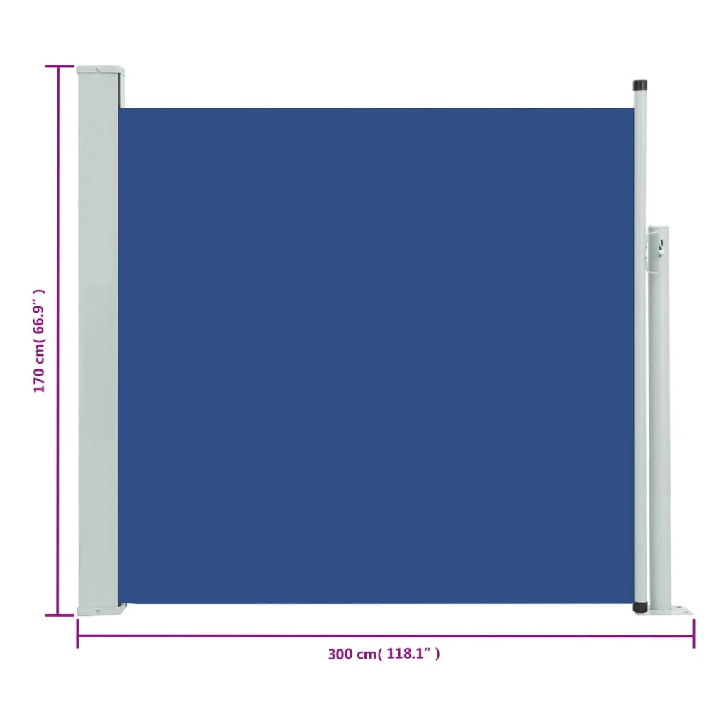Tenda Laterale Retrattile per Patio 170x300 cm Blu - homemem39