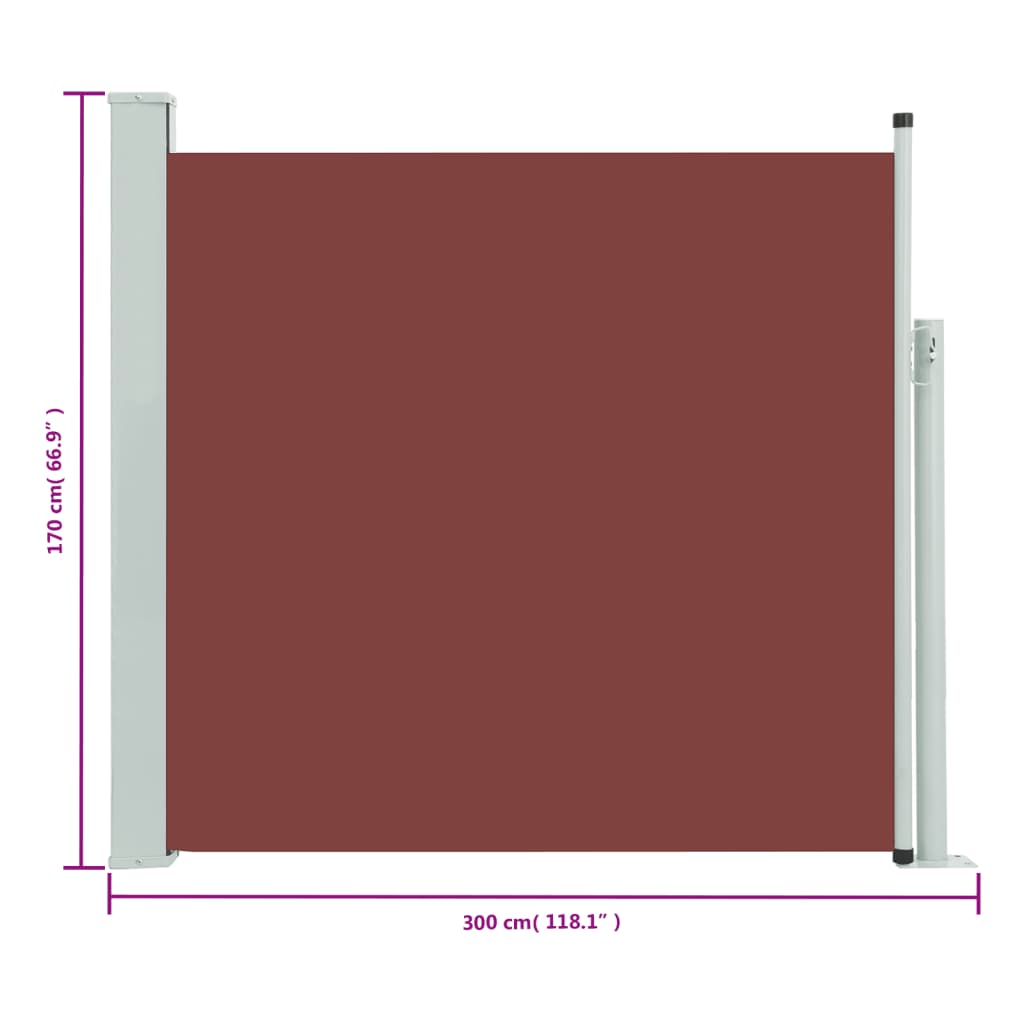 Tenda Laterale Retrattile per Patio 170x300 cm Marrone - homemem39