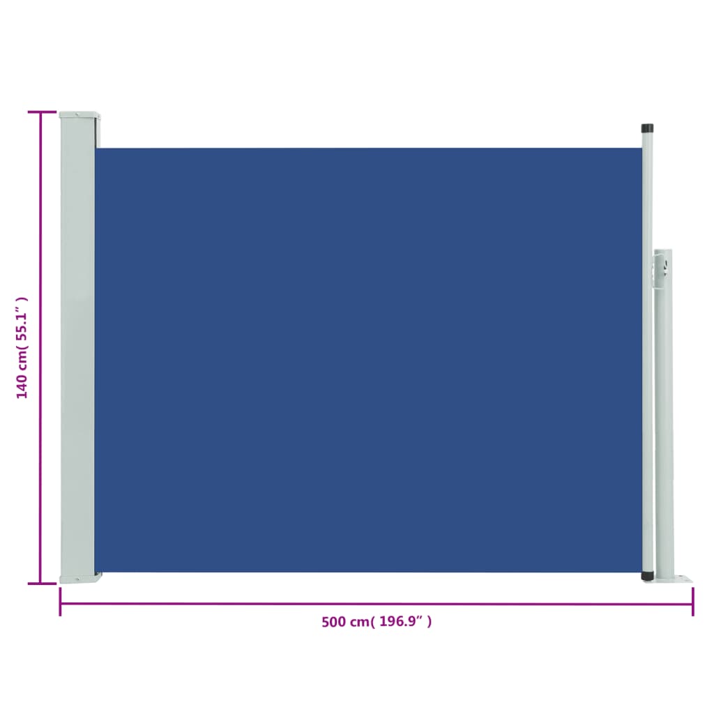Tenda Laterale Retrattile per Patio 140x500 cm Blu - homemem39