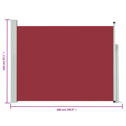 Tenda Laterale Retrattile per Patio 140x500 cm Rossa - homemem39