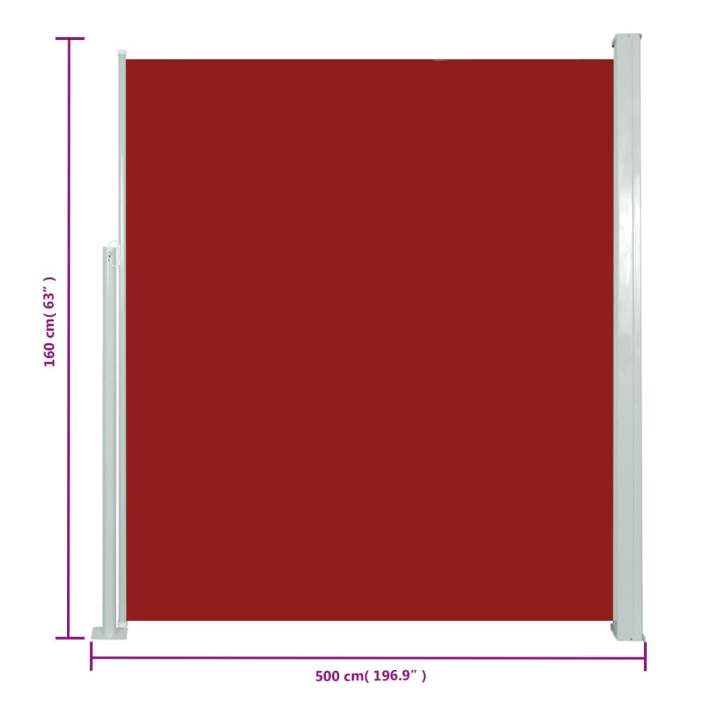 Tenda Laterale Retrattile per Patio 160x500 cm Rossa - homemem39