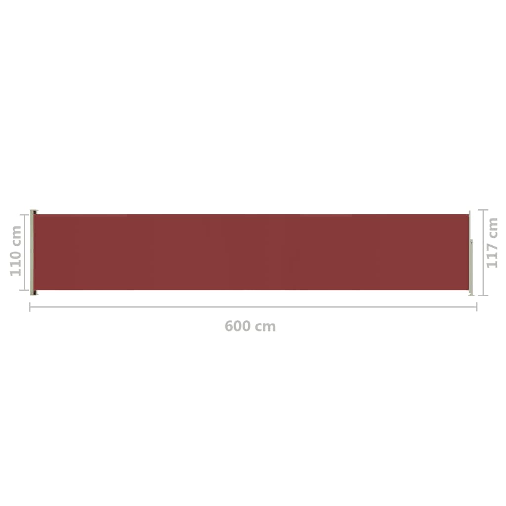 Tenda Laterale Retrattile per Patio 117x600 cm Rossa - homemem39