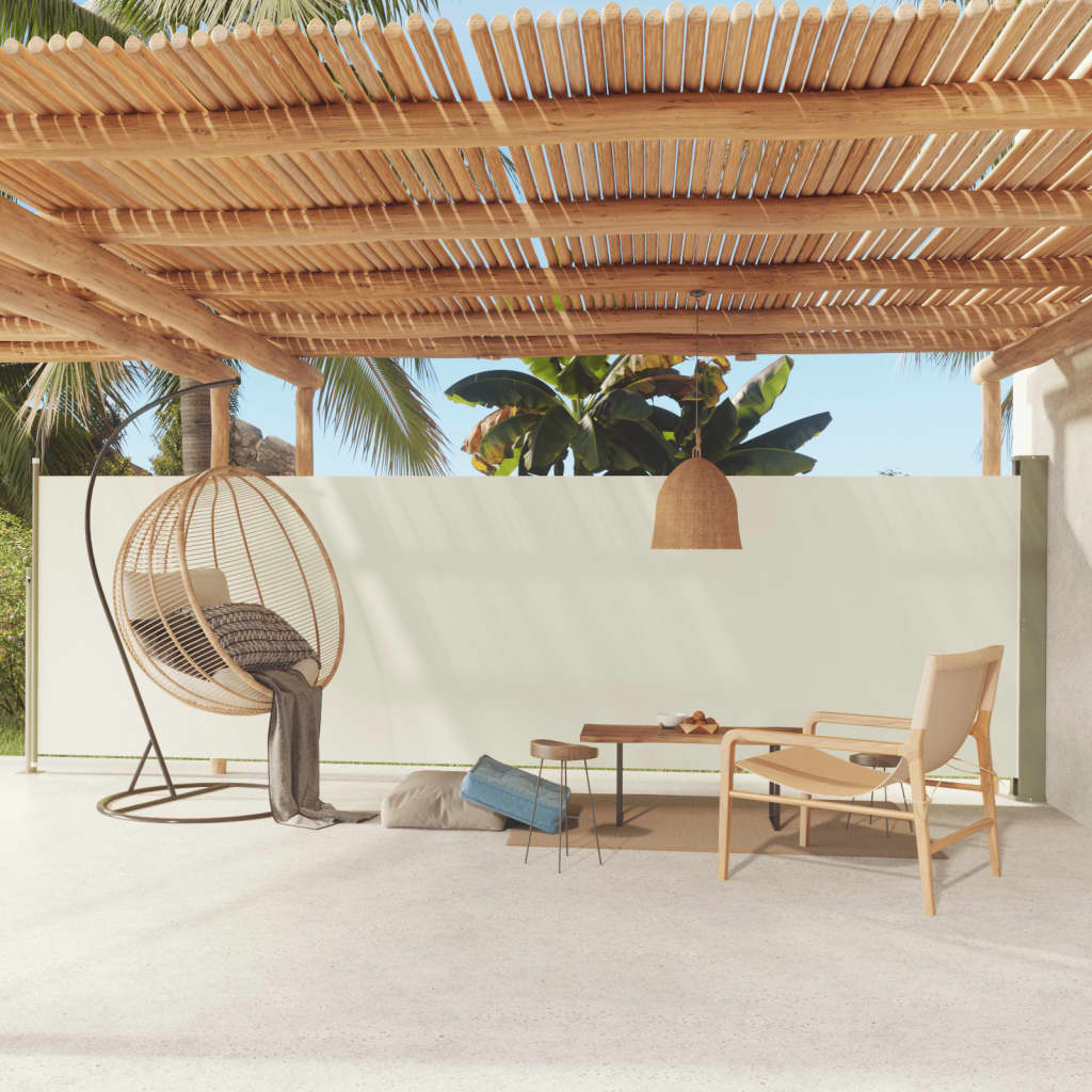 Tenda da Sole Laterale Retrattile per Patio 160x600 cm Crema - homemem39