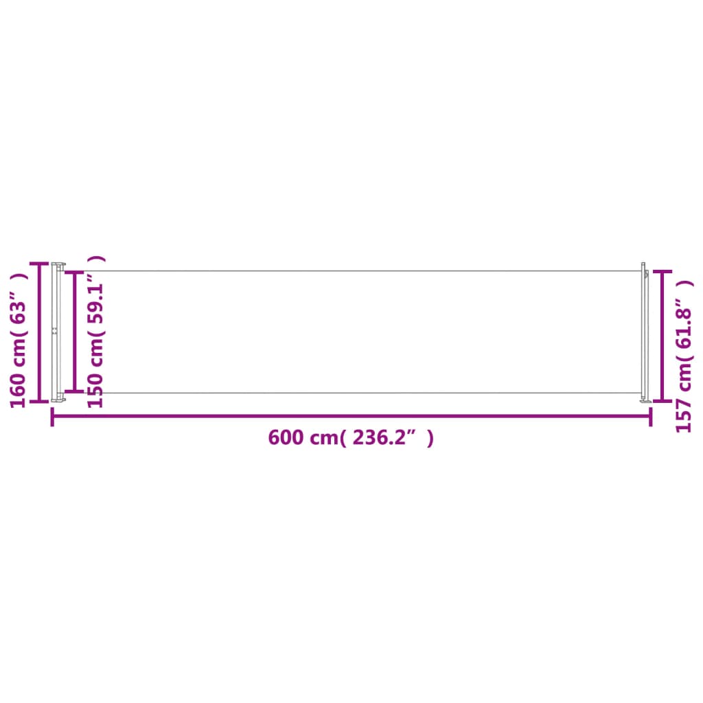 Tenda da Sole Laterale Retrattile per Patio 160x600 cm Blu - homemem39