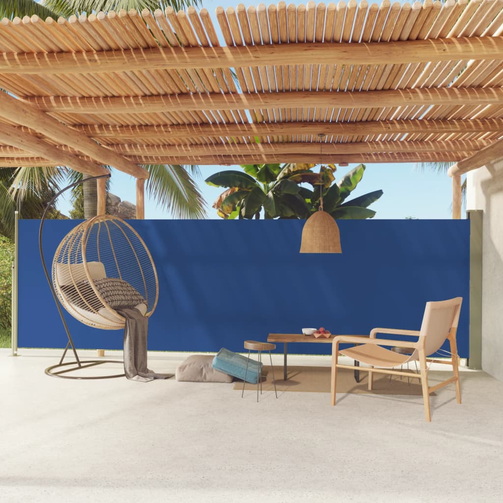 Tenda da Sole Laterale Retrattile per Patio 160x600 cm Blu - homemem39