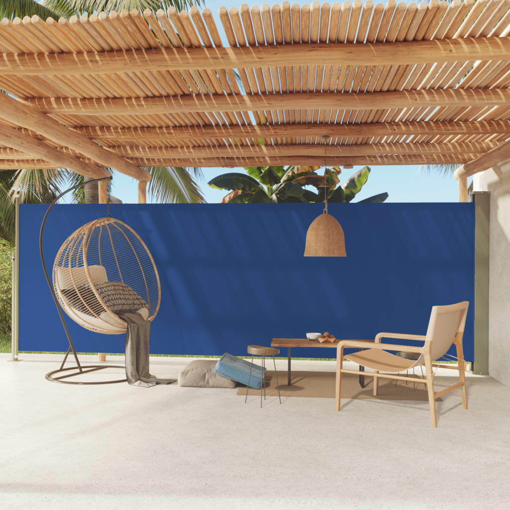 Tenda da Sole Laterale Retrattile per Patio 180x600 cm Blu - homemem39