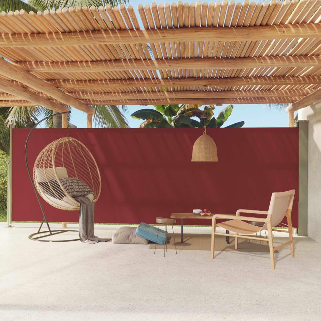 Tenda da Sole Laterale Retrattile per Patio 180x600 cm Rossa - homemem39