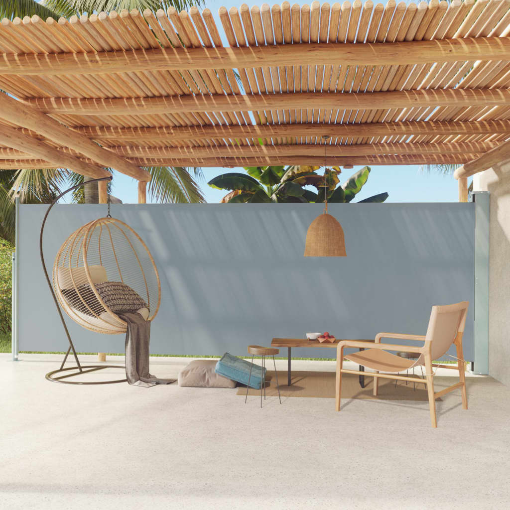 Tenda da Sole Laterale Retrattile per Patio 180x600 cm Grigia - homemem39