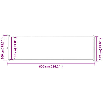 Tenda da Sole Laterale Retrattile per Patio 200x600 cm Crema - homemem39