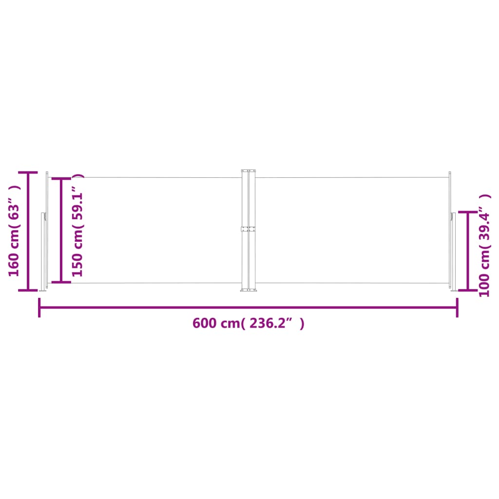 Tenda da Sole Laterale Retrattile Crema 160x600 cm - homemem39