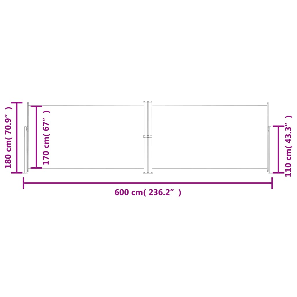 Tenda da Sole Laterale Retrattile Crema 180x600 cm - homemem39