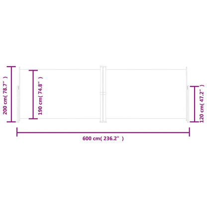 Tenda da Sole Laterale Retrattile Nera 200x600 cm - homemem39