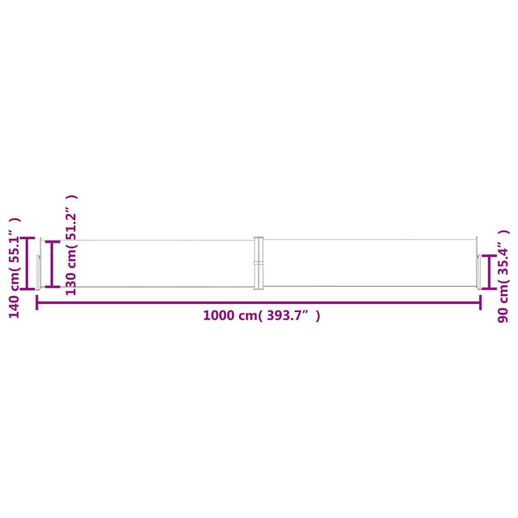 Tenda da Sole Laterale Retrattile Nera 180x1000 cm - homemem39