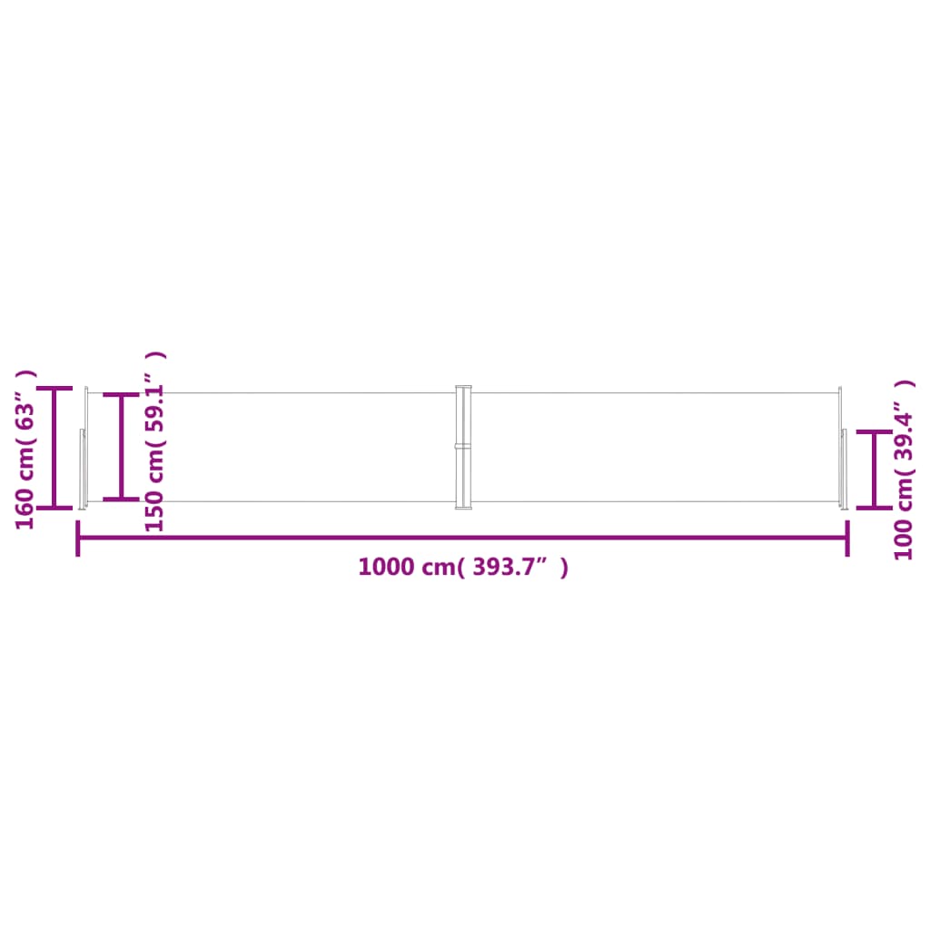 Tenda da Sole Laterale Retrattile Nera 160x1000 cm - homemem39