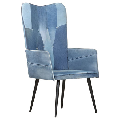 Poltrona Wingback Patchwork Denim in Tela - homemem39