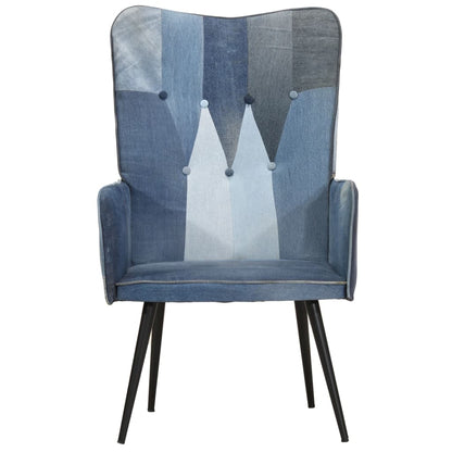 Poltrona Wingback Patchwork Denim in Tela - homemem39