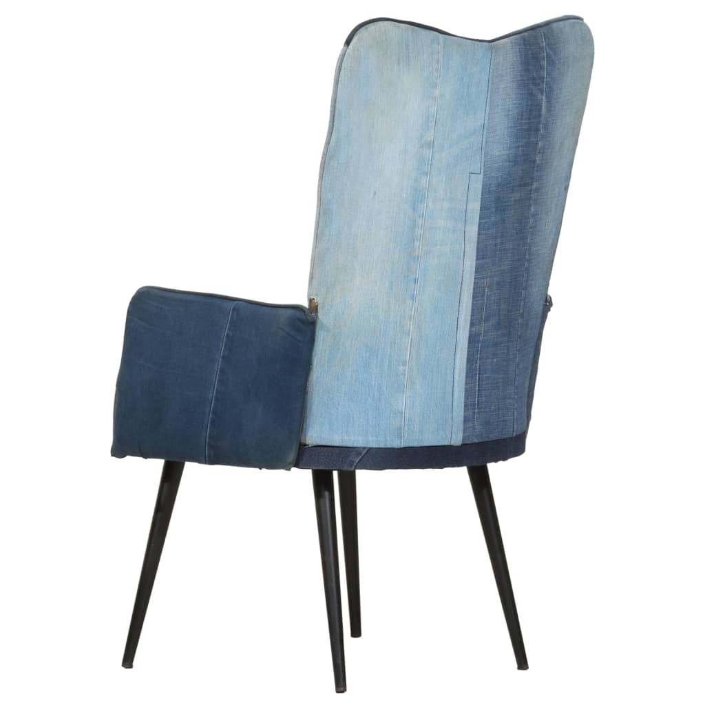 Poltrona Wingback Patchwork Denim in Tela - homemem39