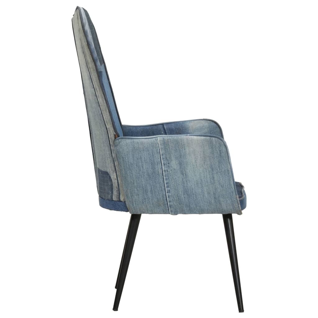 Poltrona Wingback Patchwork Denim in Tela - homemem39