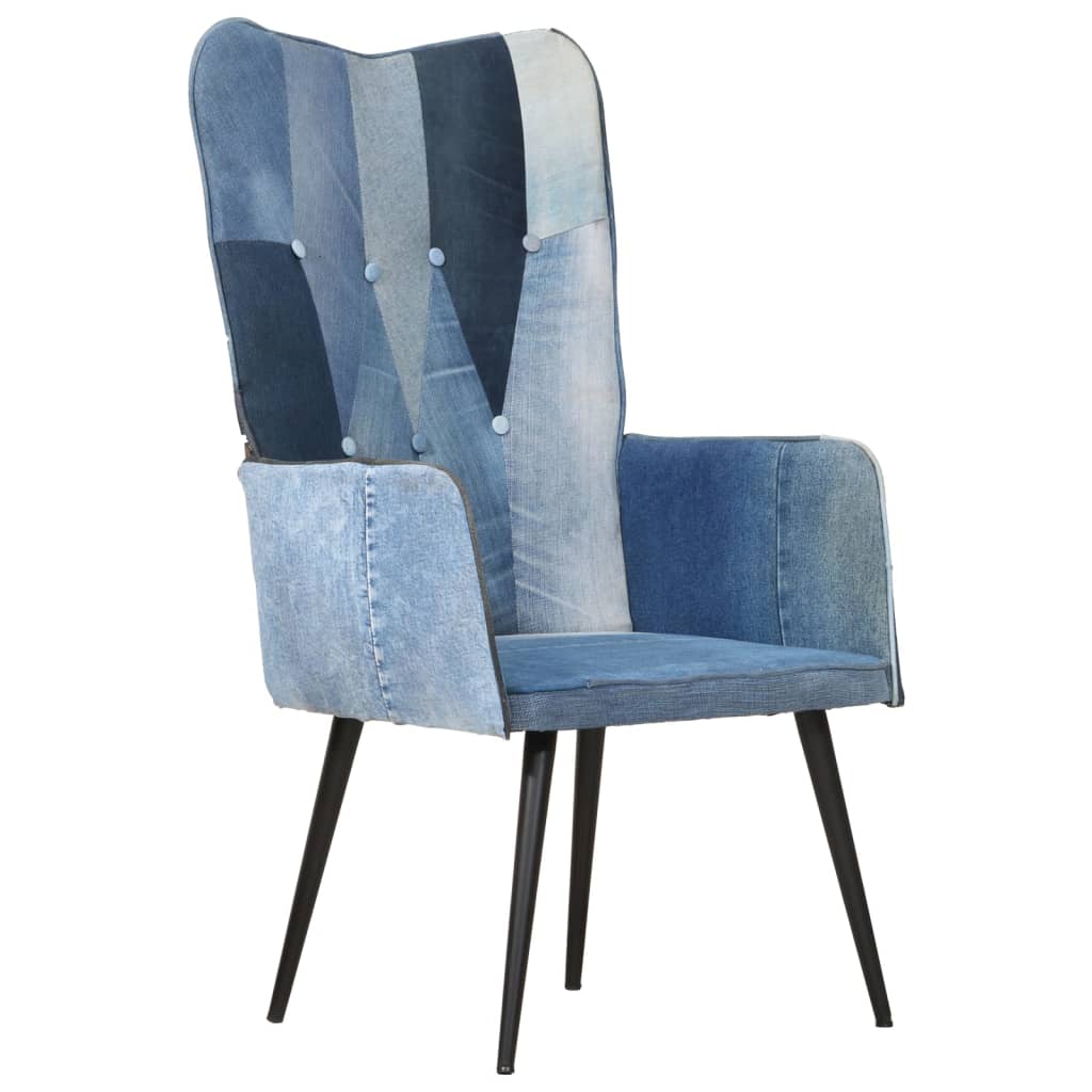 Poltrona Wingback Patchwork Denim in Tela - homemem39