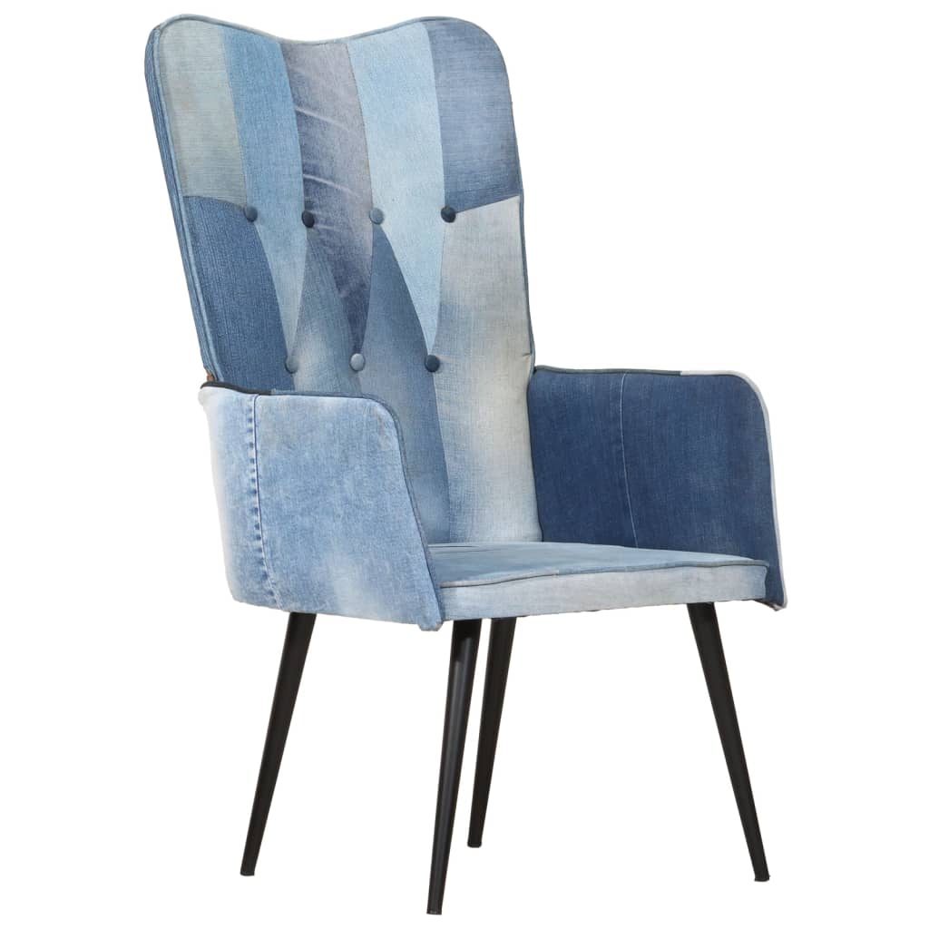 Poltrona Wingback Patchwork Denim in Tela - homemem39