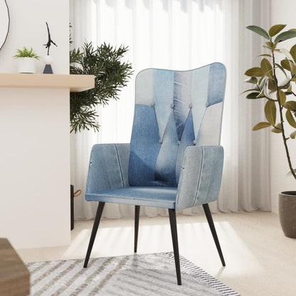 Poltrona Wingback Patchwork Denim in Tela - homemem39