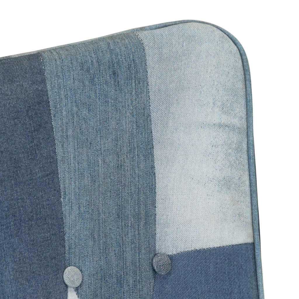 Poltrona con Poggiapiedi Blu Denim Patchwork in Tela - homemem39