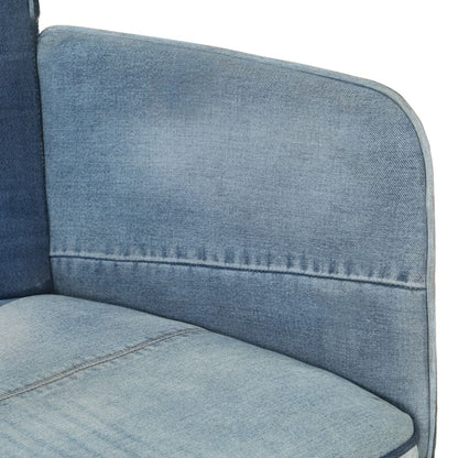 Poltrona con Poggiapiedi Blu Denim Patchwork in Tela - homemem39