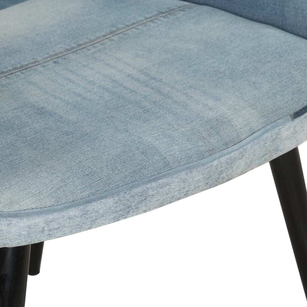 Poltrona con Poggiapiedi Blu Denim Patchwork in Tela - homemem39