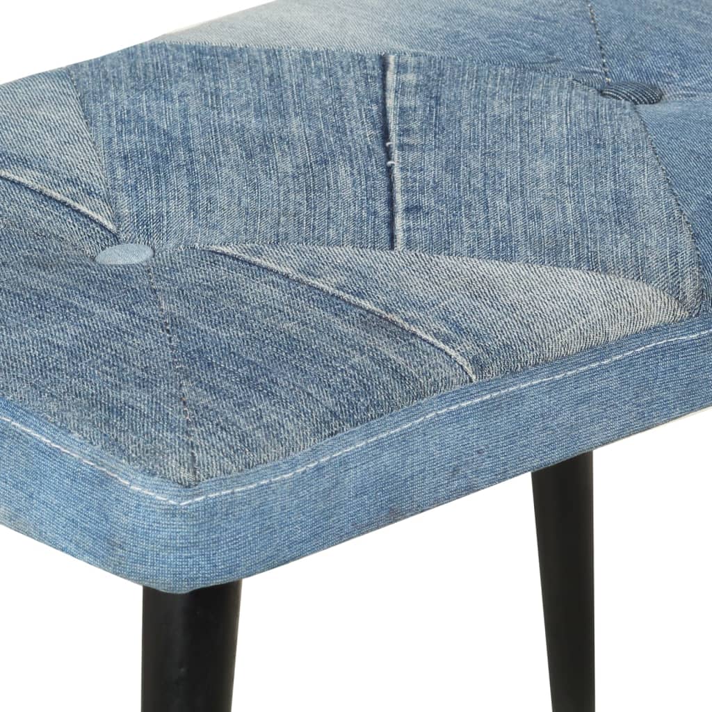 Poltrona con Poggiapiedi Blu Denim Patchwork in Tela - homemem39