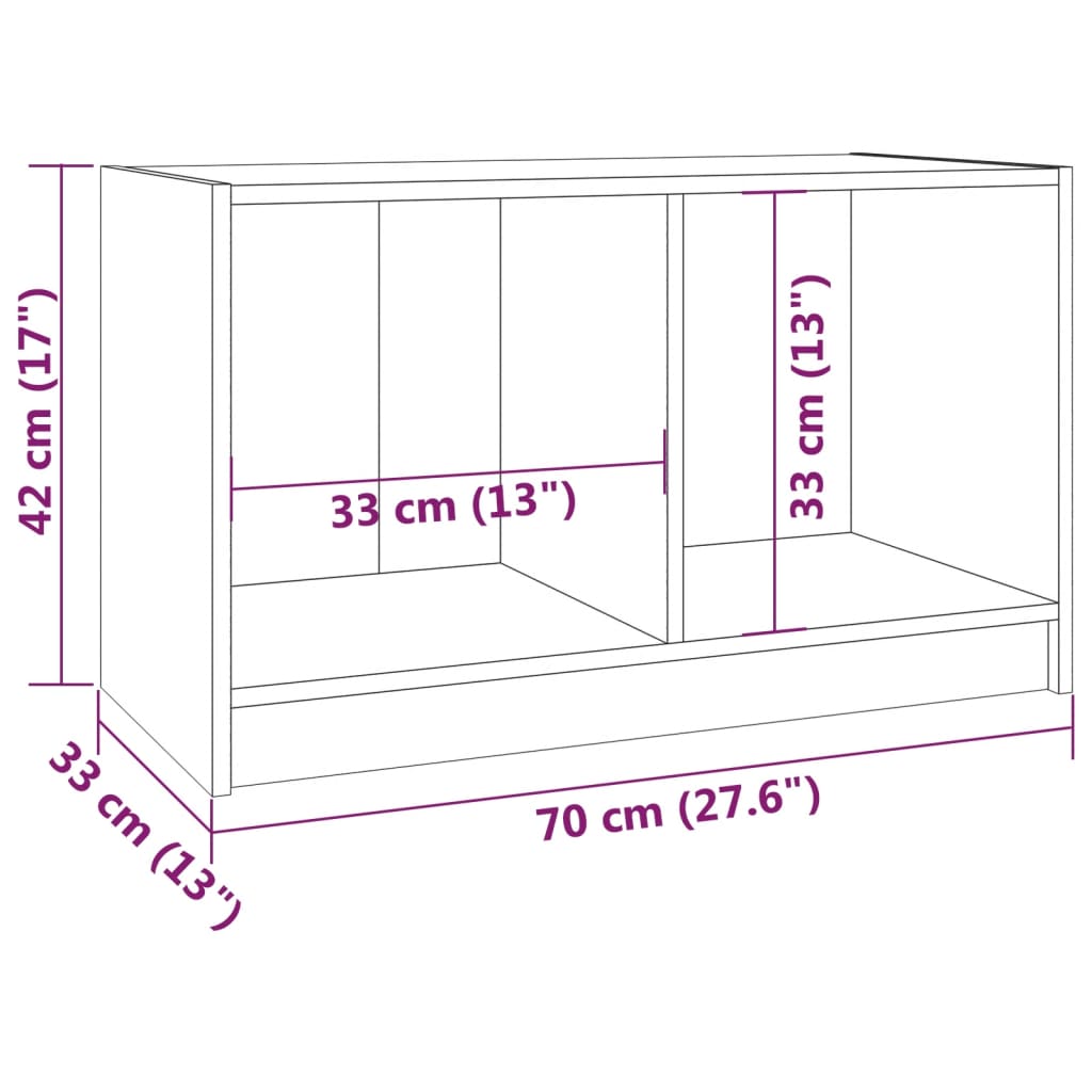 Mobile Porta TV Grigio 70x33x42 cm in Legno Massello di Pino - homemem39