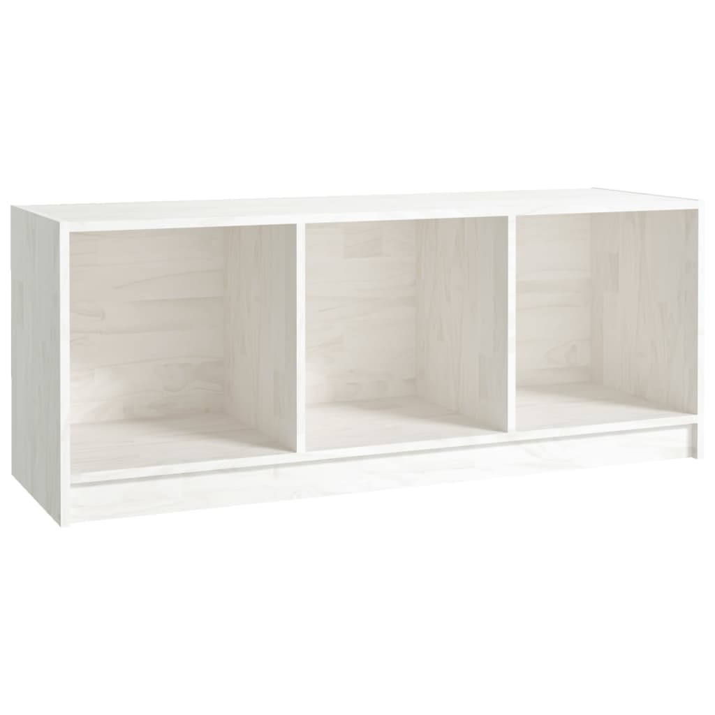 Mobile Porta TV Bianco 104x33x41 cm in Legno Massello di Pino - homemem39