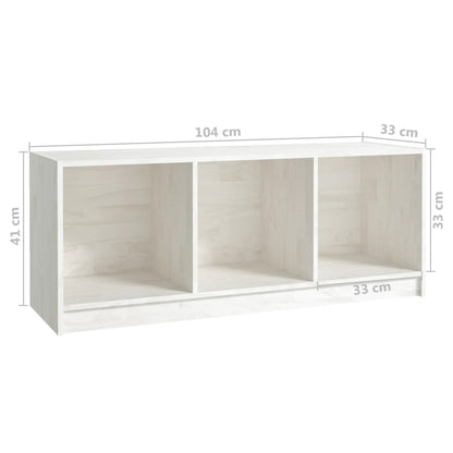 Mobile Porta TV Bianco 104x33x41 cm in Legno Massello di Pino - homemem39