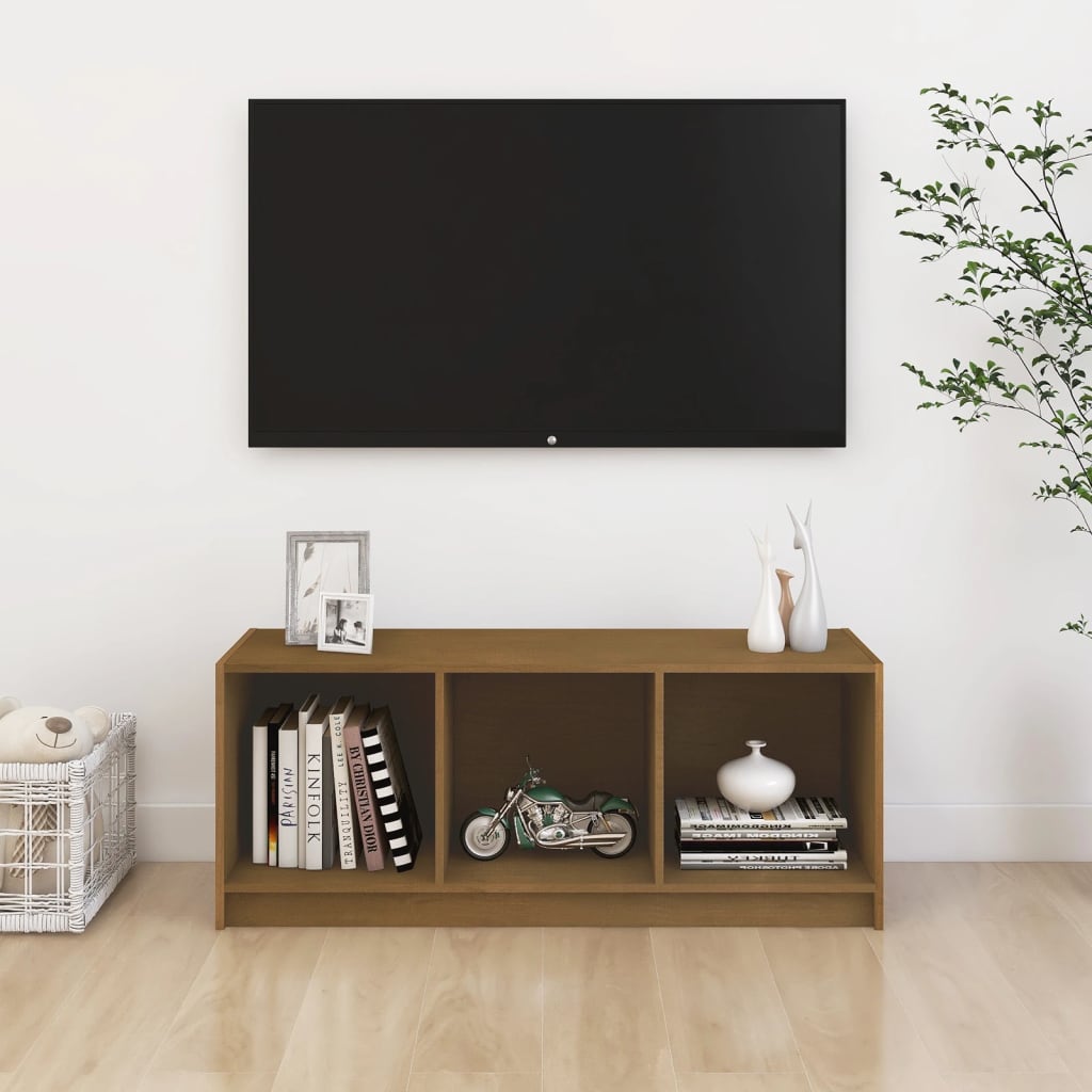 Mobile Porta TV Marrone Miele 104x33x41 cm in Legno di Pino - homemem39