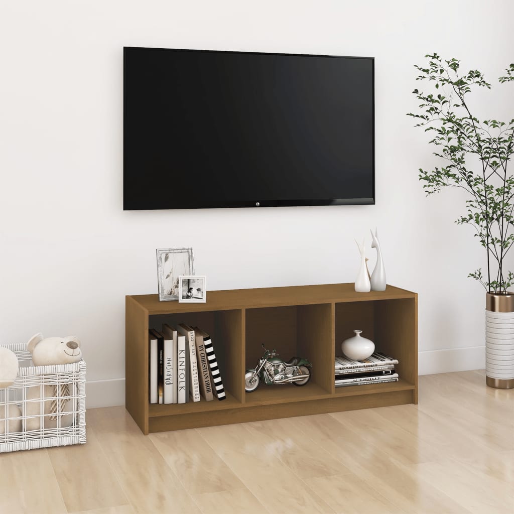 Mobile Porta TV Marrone Miele 104x33x41 cm in Legno di Pino - homemem39