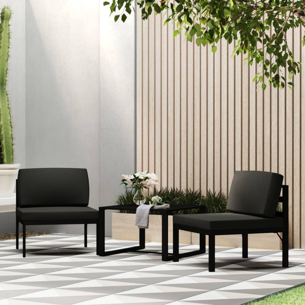 Set Divani da Giardino 3 pz con Cuscini in Alluminio Antracite - homemem39