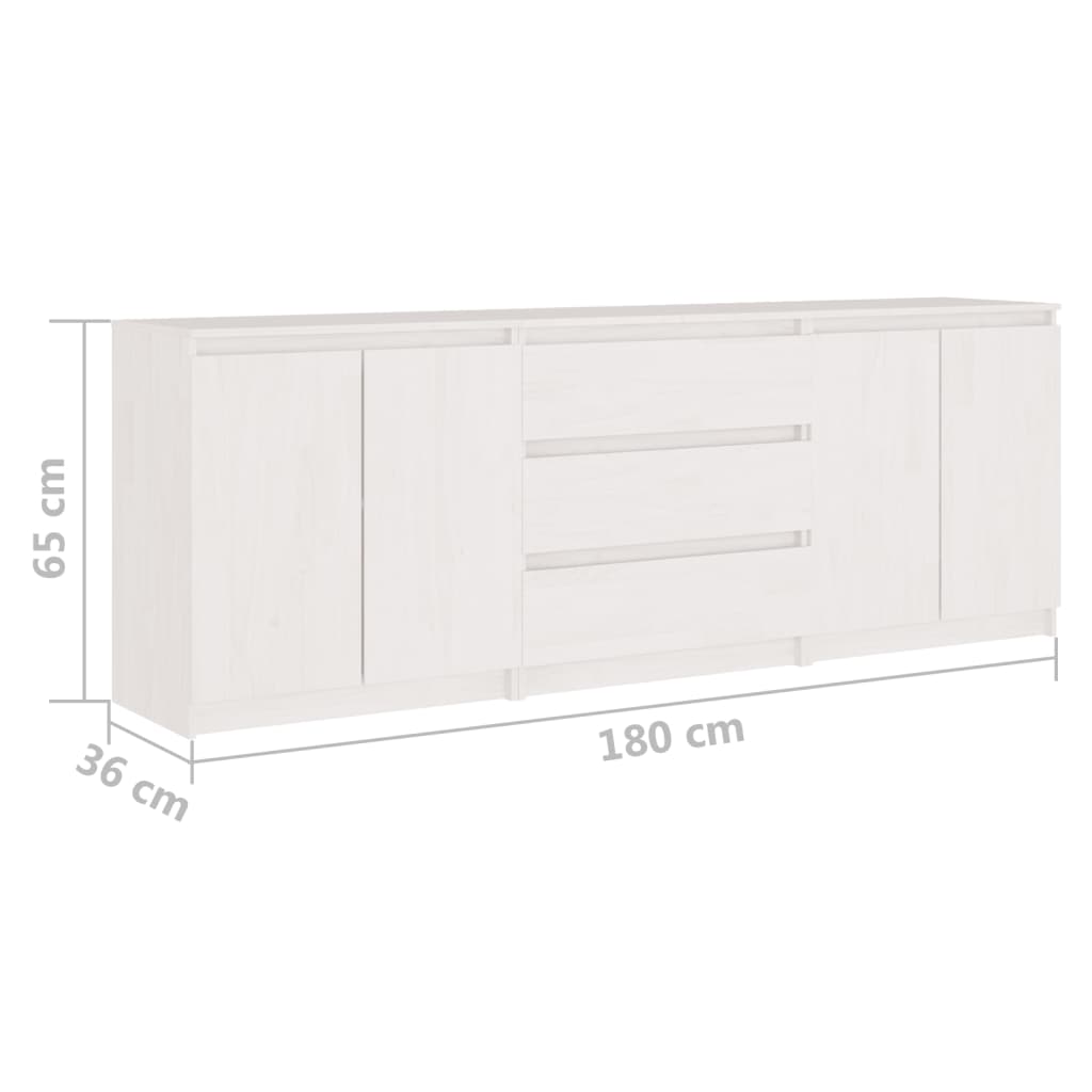 Credenza Bianca 180x36x65 cm in Legno Massello di Pino - homemem39