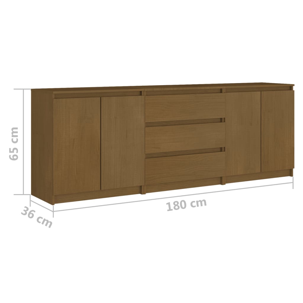 Credenza Marrone Miele 180x36x65 cm in Legno Massello di Pino - homemem39