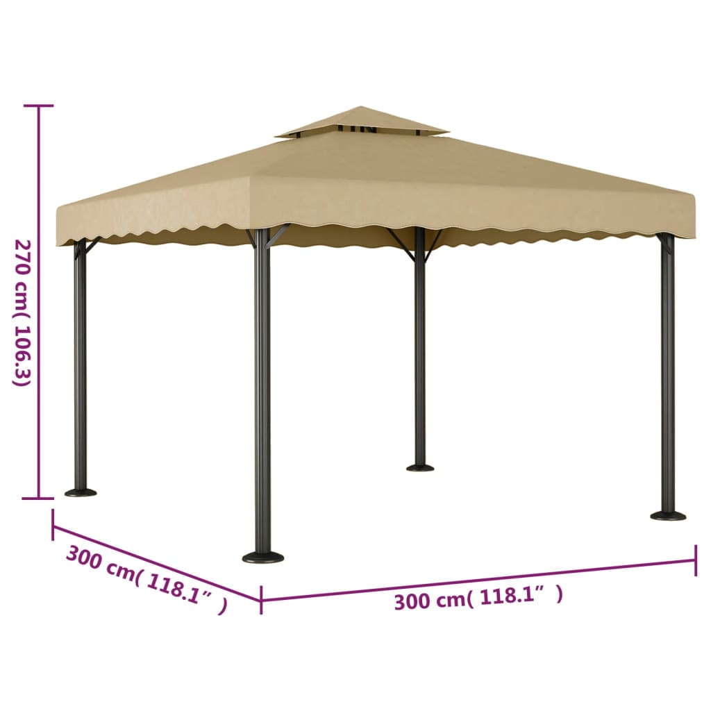 Gazebo Tortora 3x3 m Alluminio e Acciaio - homemem39