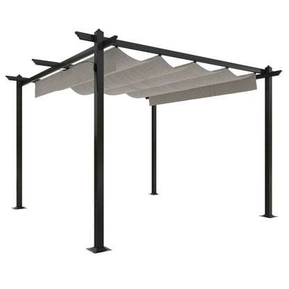 Pergola da Giardino con Tetto Retrattile 3x3 m Crema - homemem39