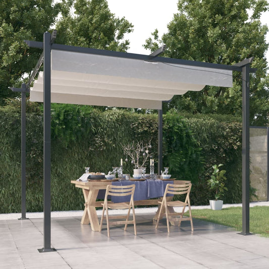 Pergola da Giardino con Tetto Retrattile 3x3 m Crema - homemem39