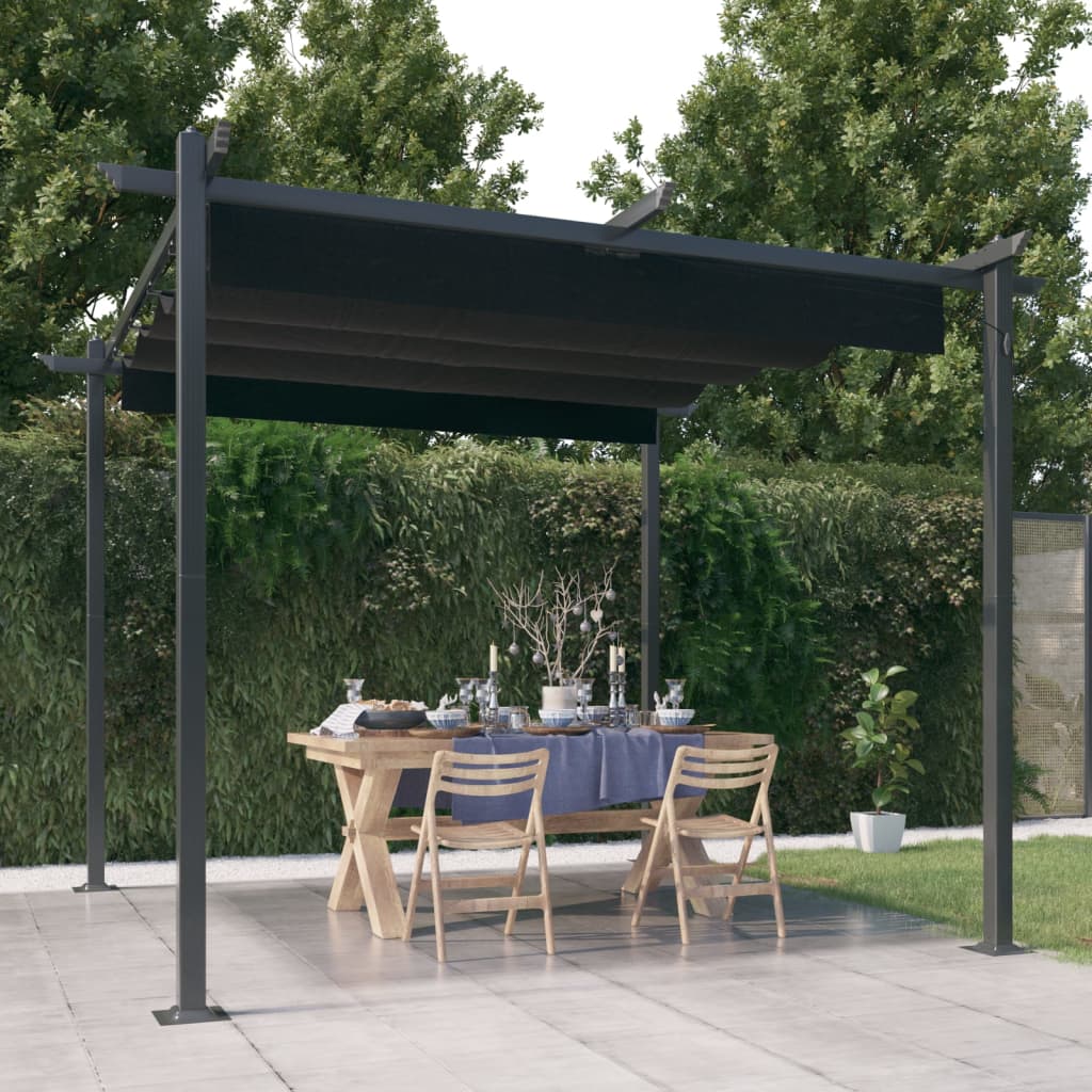 Pergola da Giardino con Tetto Retrattile 3x3 m Antracite - homemem39