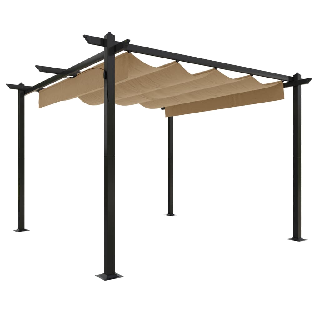 Pergola da Giardino con Tetto Retrattile 3x3 m Tortora - homemem39