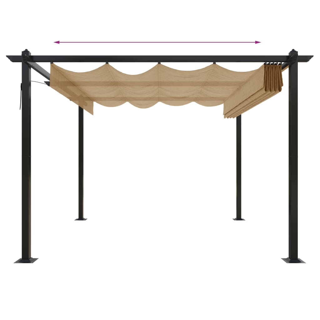 Pergola da Giardino con Tetto Retrattile 3x3 m Tortora - homemem39